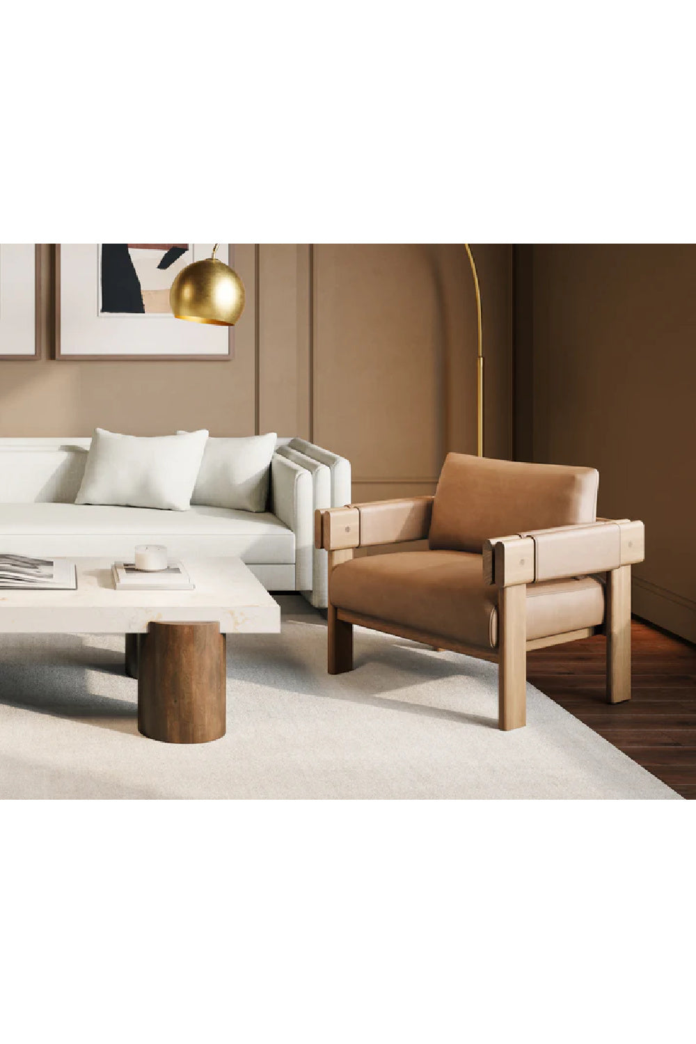 Modern European furniture - Oak Framed Leather Lounge Chair - www.oroa.com