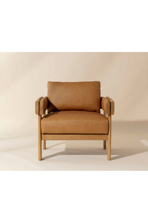 Modern European furniture - Oak Framed Leather Lounge Chair - www.oroa.com