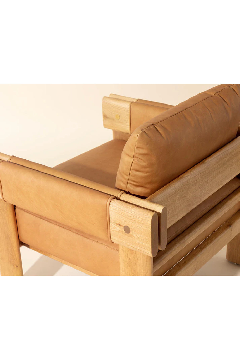 Modern European furniture - Oak Framed Leather Lounge Chair - www.oroa.com