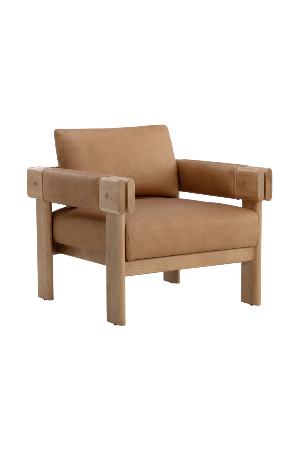 Modern European furniture - Oak Framed Leather Lounge Chair - www.oroa.com