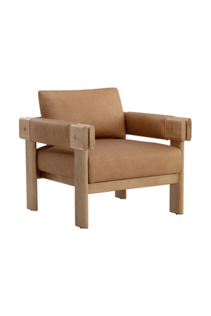 Modern European furniture - Oak Framed Leather Lounge Chair - www.oroa.com