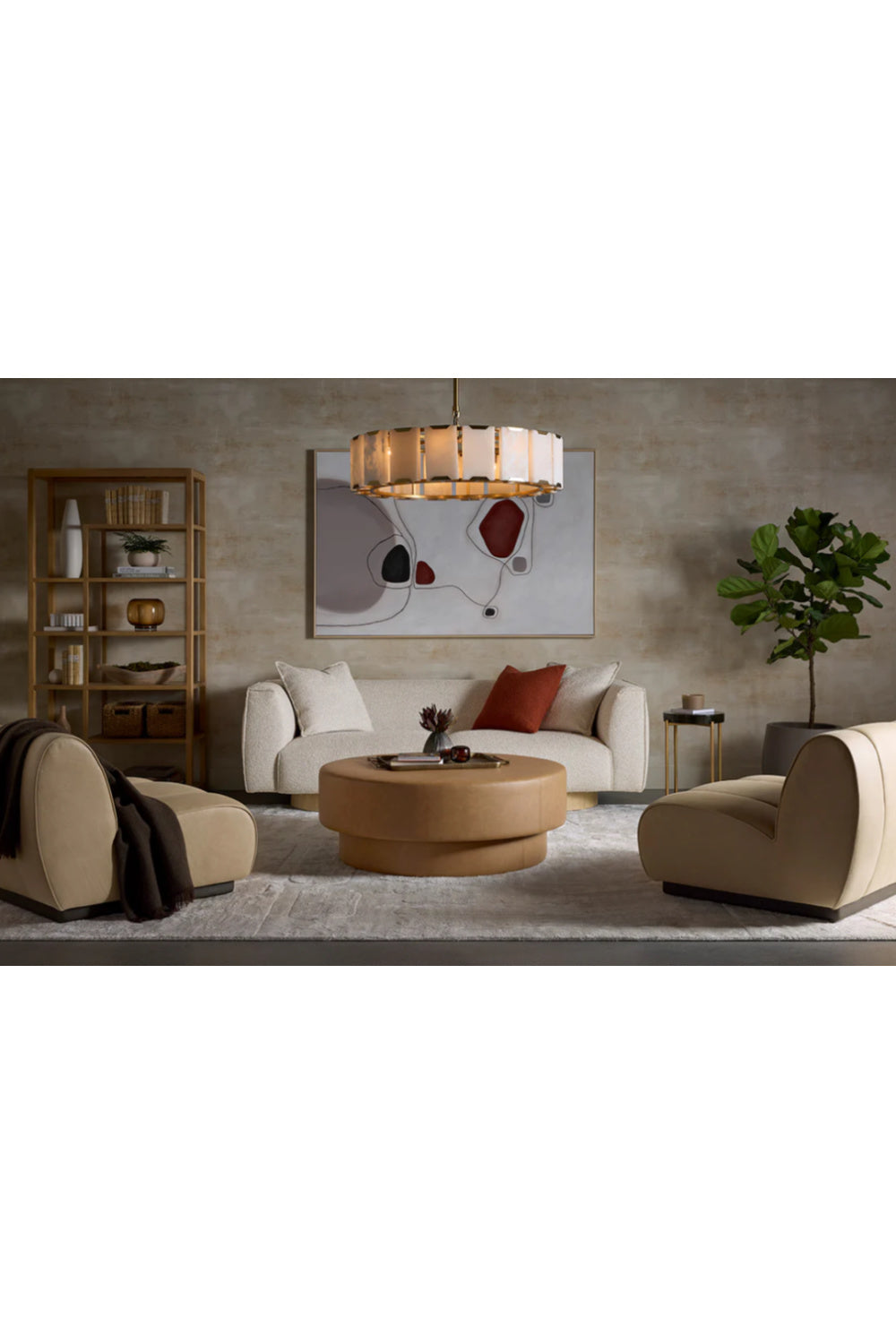 Round Leather Inspired Ottoman | Splendido Arlo | Oroa.com
