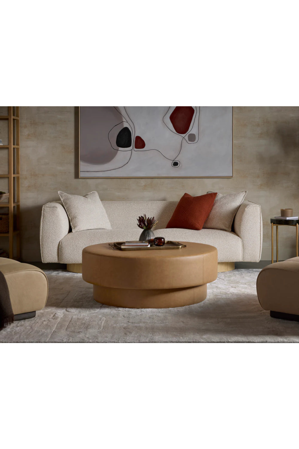 Round Leather Inspired Ottoman | Splendido Arlo | Oroa.com