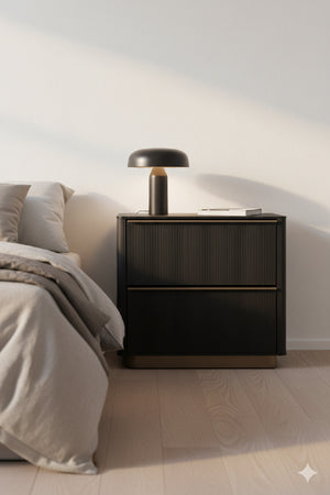 Modern European furniture - Reeded Oak 2-Drawer Nightstand - www.oroa.com