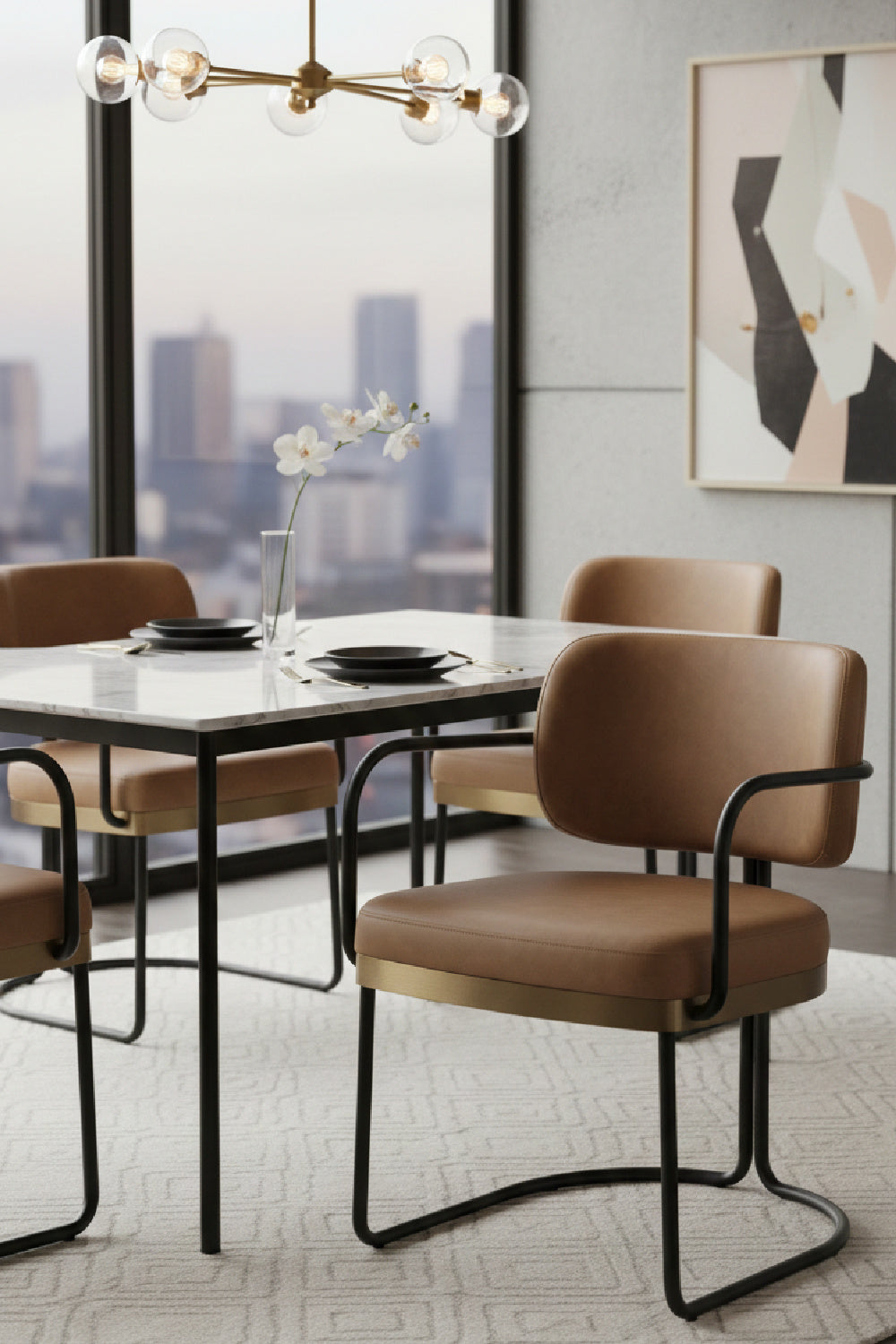 Modern European furniture - Cantilevered Leather Look Dining Chair - www.oroa.com