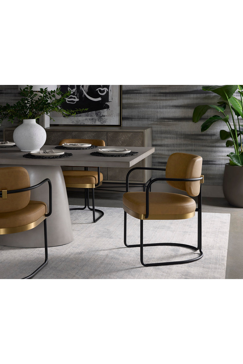 Modern European furniture - Cantilevered Leather Look Dining Chair - www.oroa.com