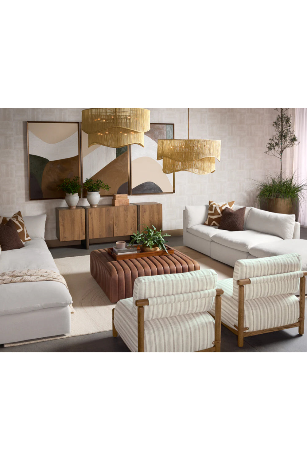 Modern European furniture - Tiered Wave Jute Chandelier - www.oroa.com