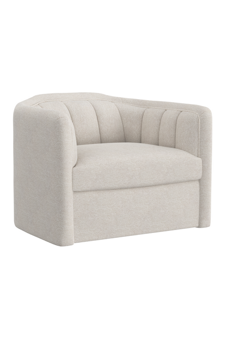 Modern European furniture - Cream Tufted-Back Swivel Armchair - www.oroa.com