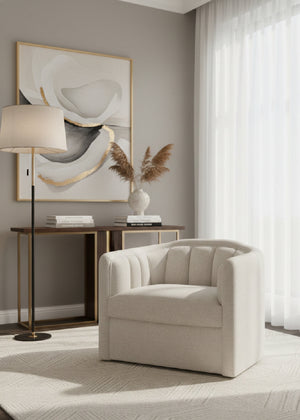   Modern European furniture - Cream Tufted-Back Swivel Armchair - www.oroa.com | Oroa.com