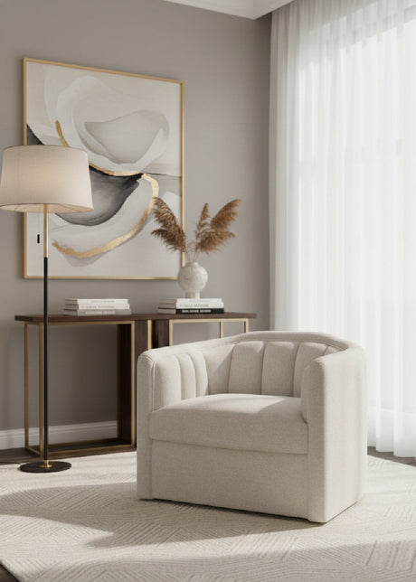 Modern European furniture - Cream Tufted-Back Swivel Armchair - www.oroa.com