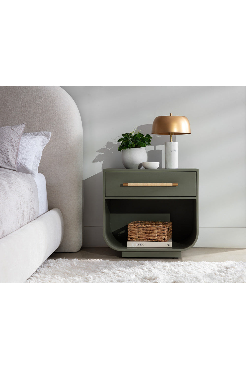 Modern European furniture - Modern Oak Curved Nightstand - www.oroa.com