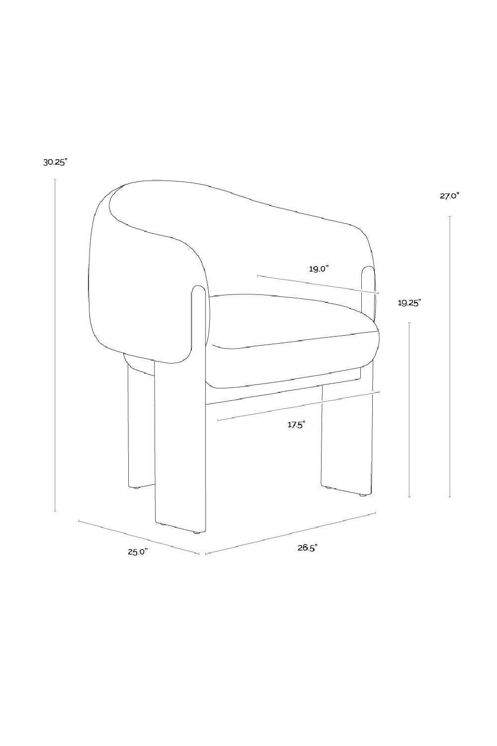 Modern European furniture - Cream 3-Legged Dining Armchair - www.oroa.com