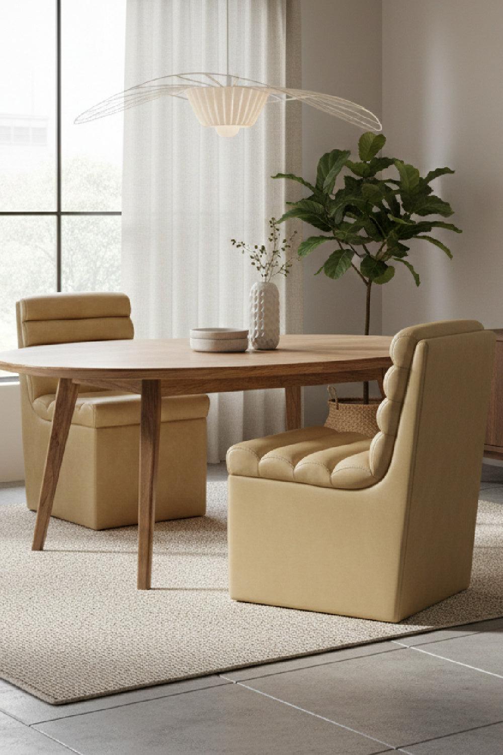 Modern European furniture - Leather Look Wheeled Dining Chair - www.oroa.com