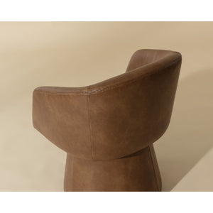 Modern European furniture - Brown Leather Swivel Dining Chair - www.oroa.com