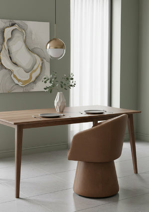 Modern European furniture - Brown Leather Swivel Dining Chair - www.oroa.com