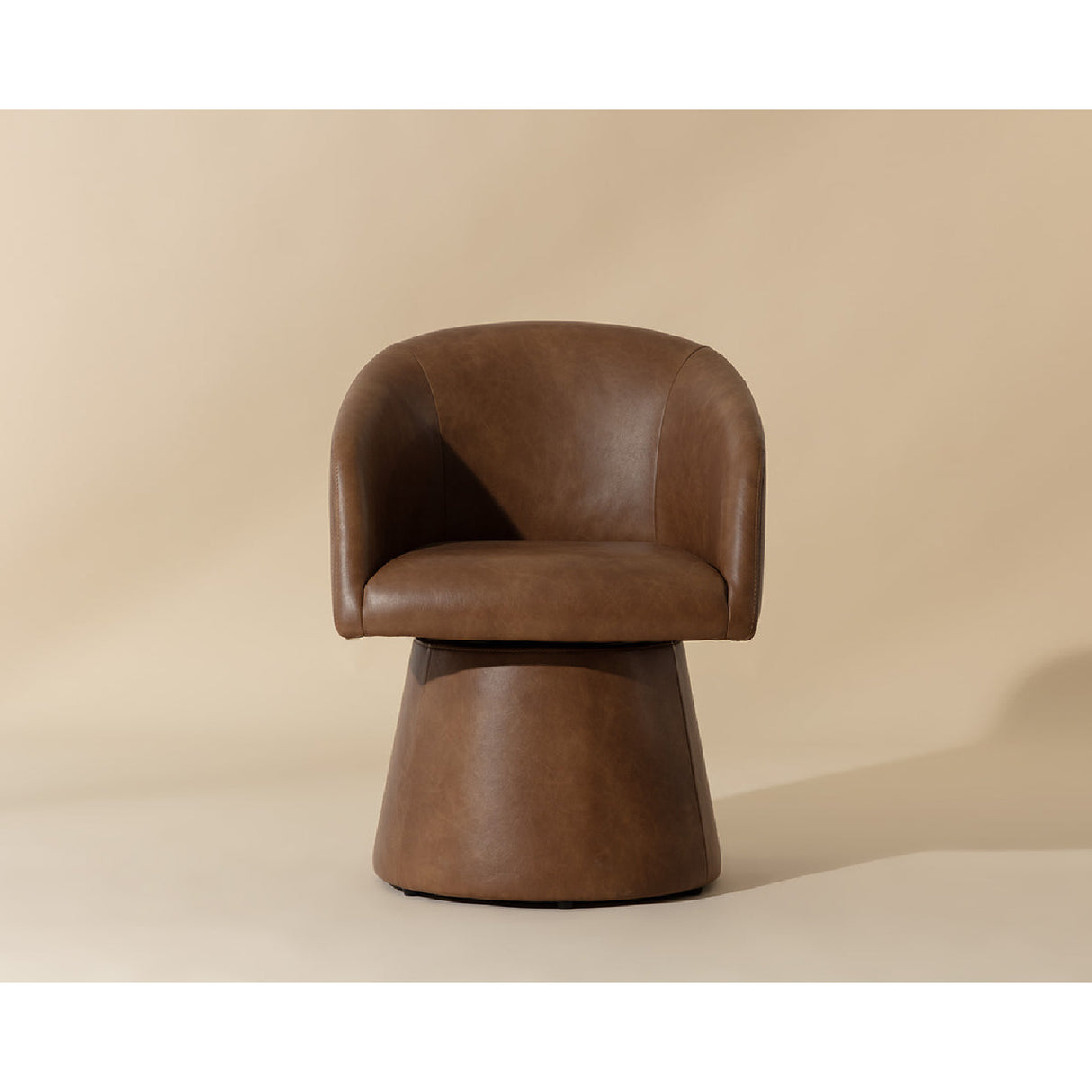 Modern European furniture - Brown Leather Swivel Dining Chair - www.oroa.com