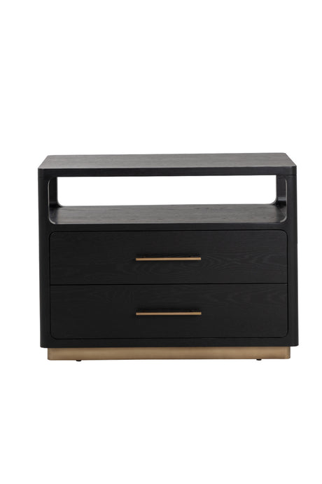 Modern European furniture - Black Oak 2-Drawer Nightstand - www.oroa.com