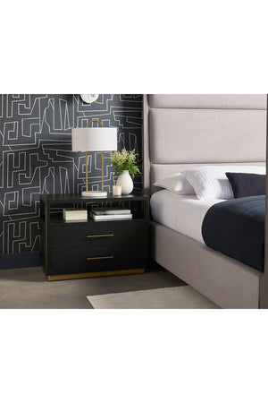 Modern European furniture - Black Oak 2-Drawer Nightstand - www.oroa.com