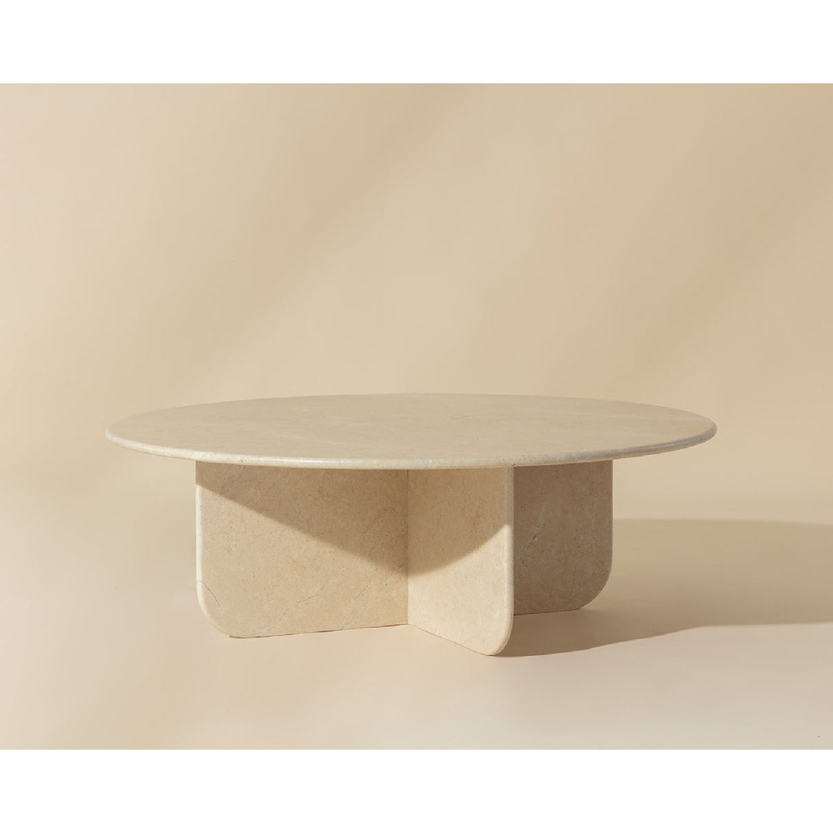 Modern European furniture - Round Cream Marble Coffee Table - www.oroa.com