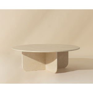 Modern European furniture - Round Cream Marble Coffee Table - www.oroa.com
