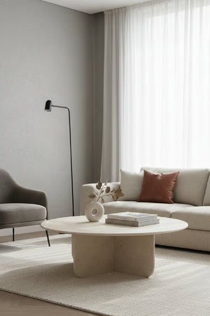 Modern European furniture - Round Cream Marble Coffee Table - www.oroa.com