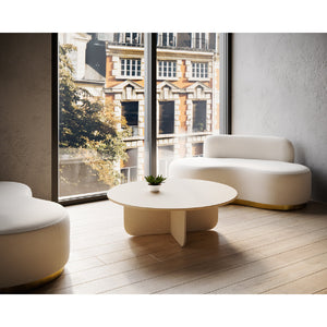 Modern European furniture - Round Cream Marble Coffee Table - www.oroa.com