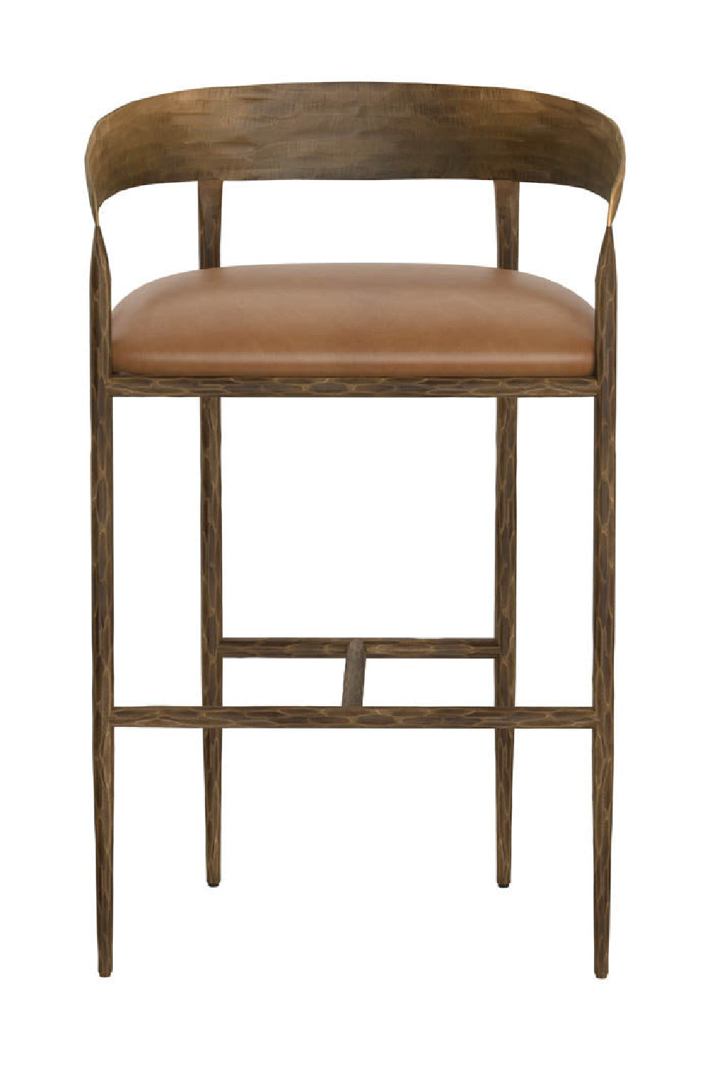 Modern European furniture - Hammered Metal Leather Bar Stool - www.oroa.com