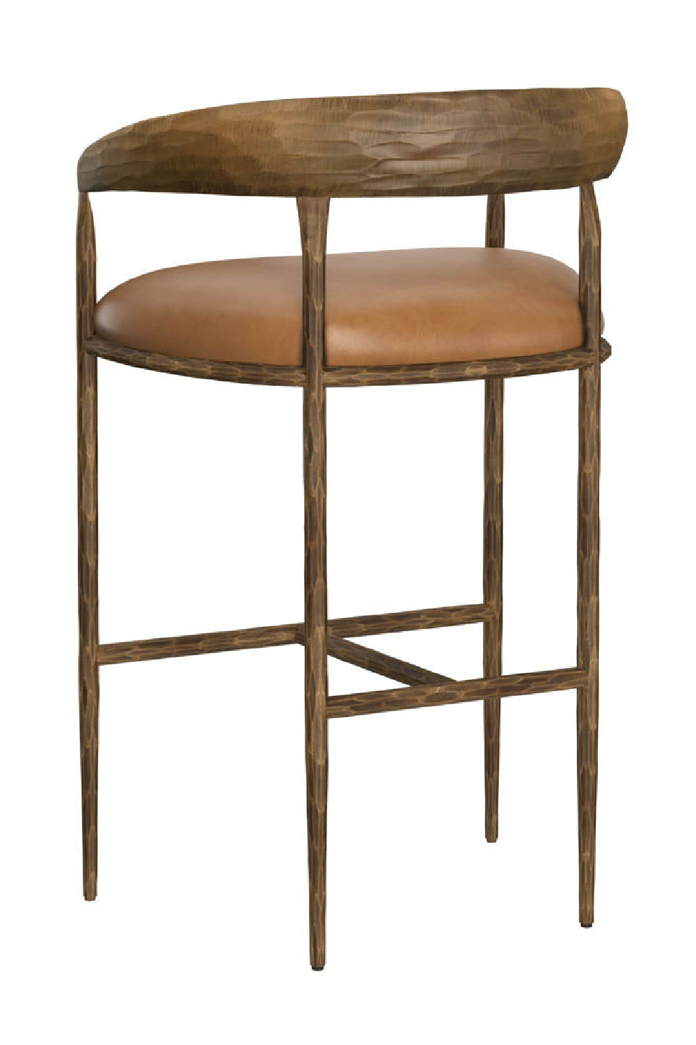 Modern European furniture - Hammered Metal Leather Bar Stool - www.oroa.com