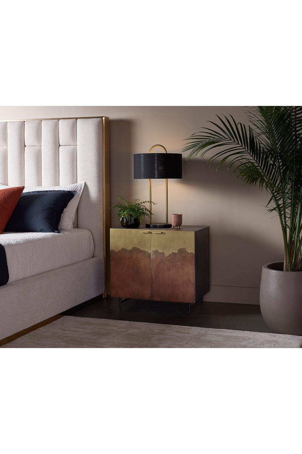 Modern European furniture - Antique Brass Ombre Nightstand - www.oroa.com