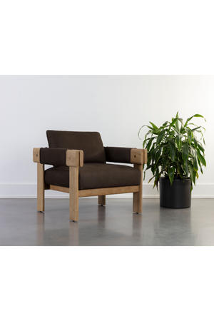Modern European furniture - Oak Framed Leather Lounge Chair - www.oroa.com