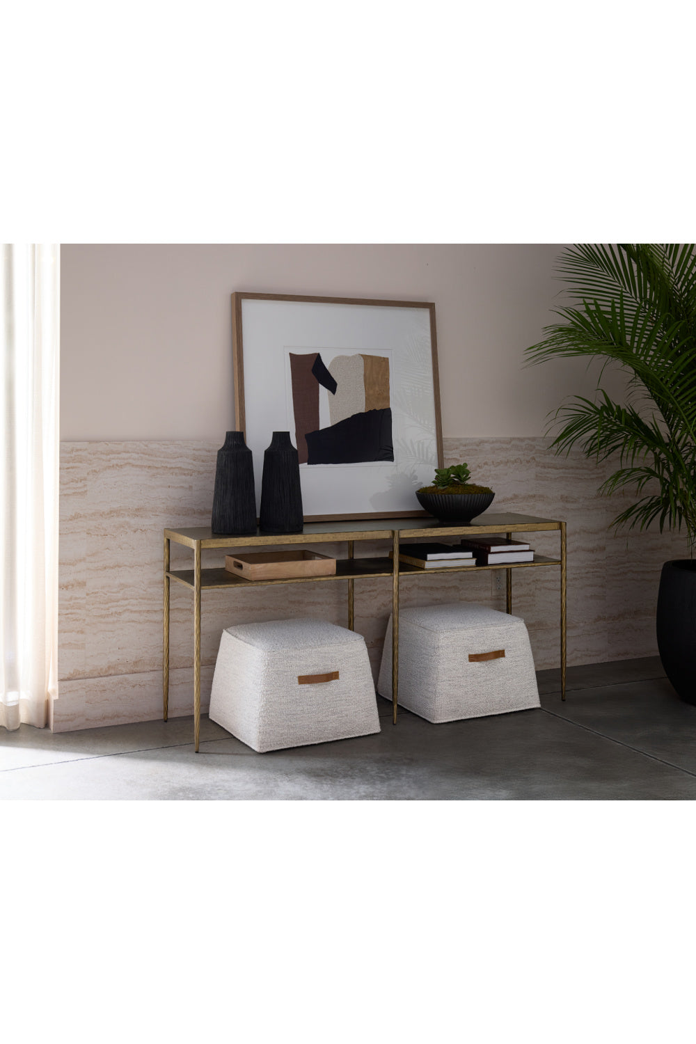   Modern European furniture - Antique Brass 2-Layer Console Table - www.oroa.com | Oroa.com