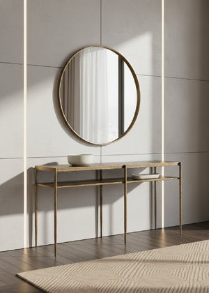   Modern European furniture - Antique Brass 2-Layer Console Table - www.oroa.com | Oroa.com