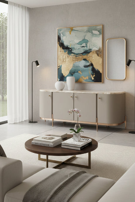 Taupe Leather 4-Door Sideboard | Splendido Cataldi | Oroa.com