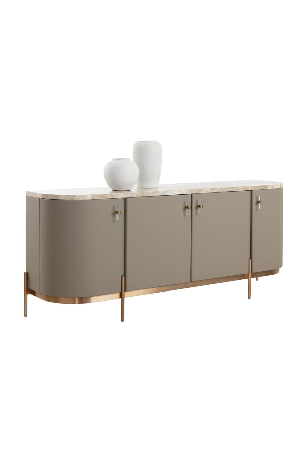 Modern European furniture - Taupe Leather 4-Door Sideboard - www.oroa.com