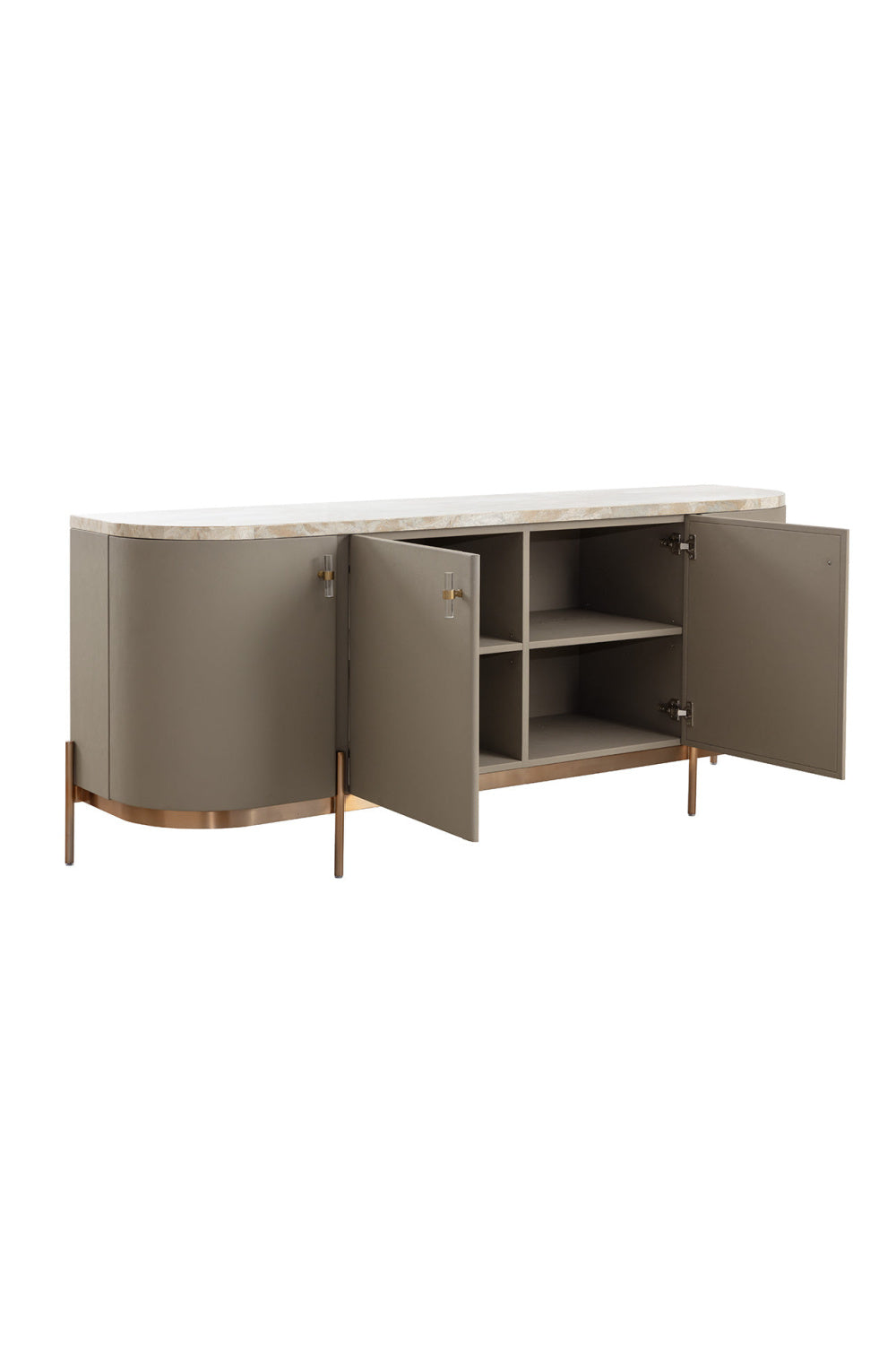 Modern European furniture - Taupe Leather 4-Door Sideboard - www.oroa.com