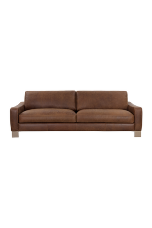 Modern European furniture - Stitched Panel Brown Leather Sofa - www.oroa.com