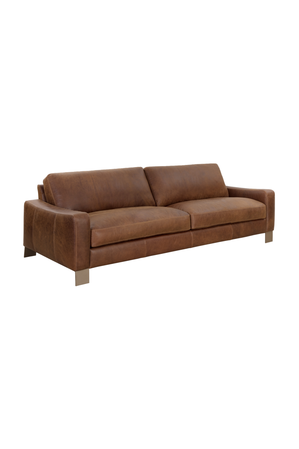 Modern European furniture - Stitched Panel Brown Leather Sofa - www.oroa.com
