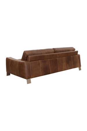 Modern European furniture - Stitched Panel Brown Leather Sofa - www.oroa.com