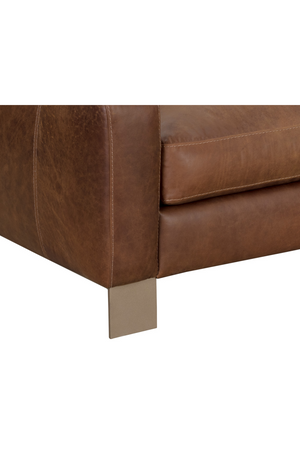 Modern European furniture - Stitched Panel Brown Leather Sofa - www.oroa.com