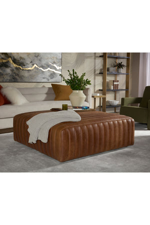 Modern European furniture - Italian Textured Leather Ottoman - www.oroa.com