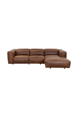 Modern European furniture - Brown Leather Chaise Sofa - www.oroa.com
