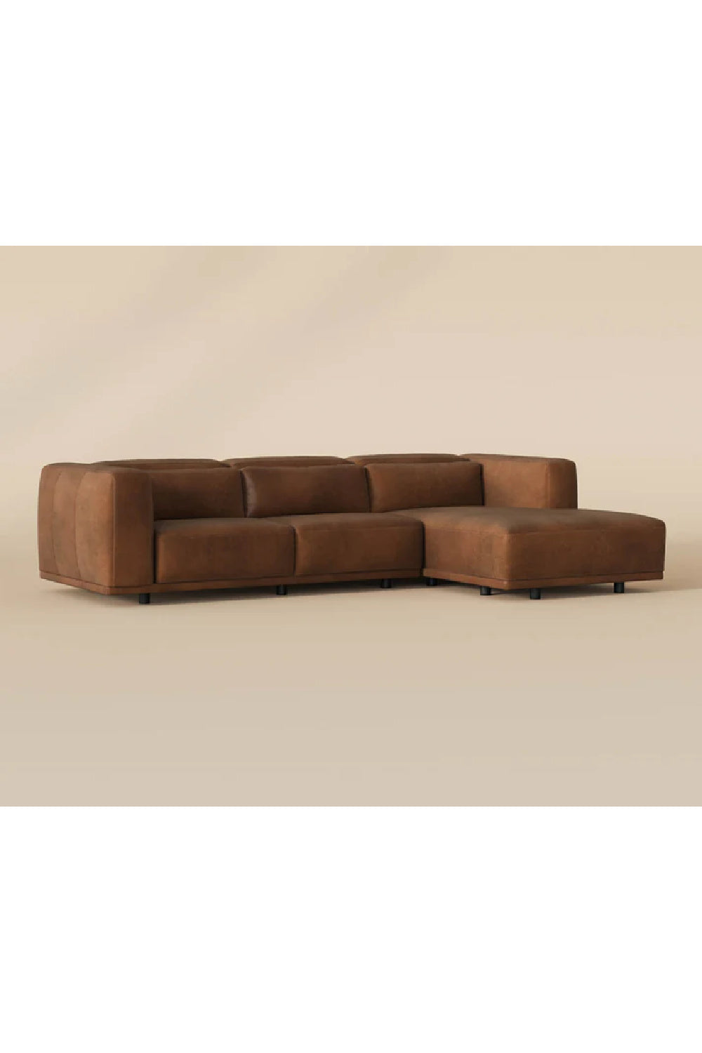 Modern European furniture - Brown Leather Chaise Sofa - www.oroa.com