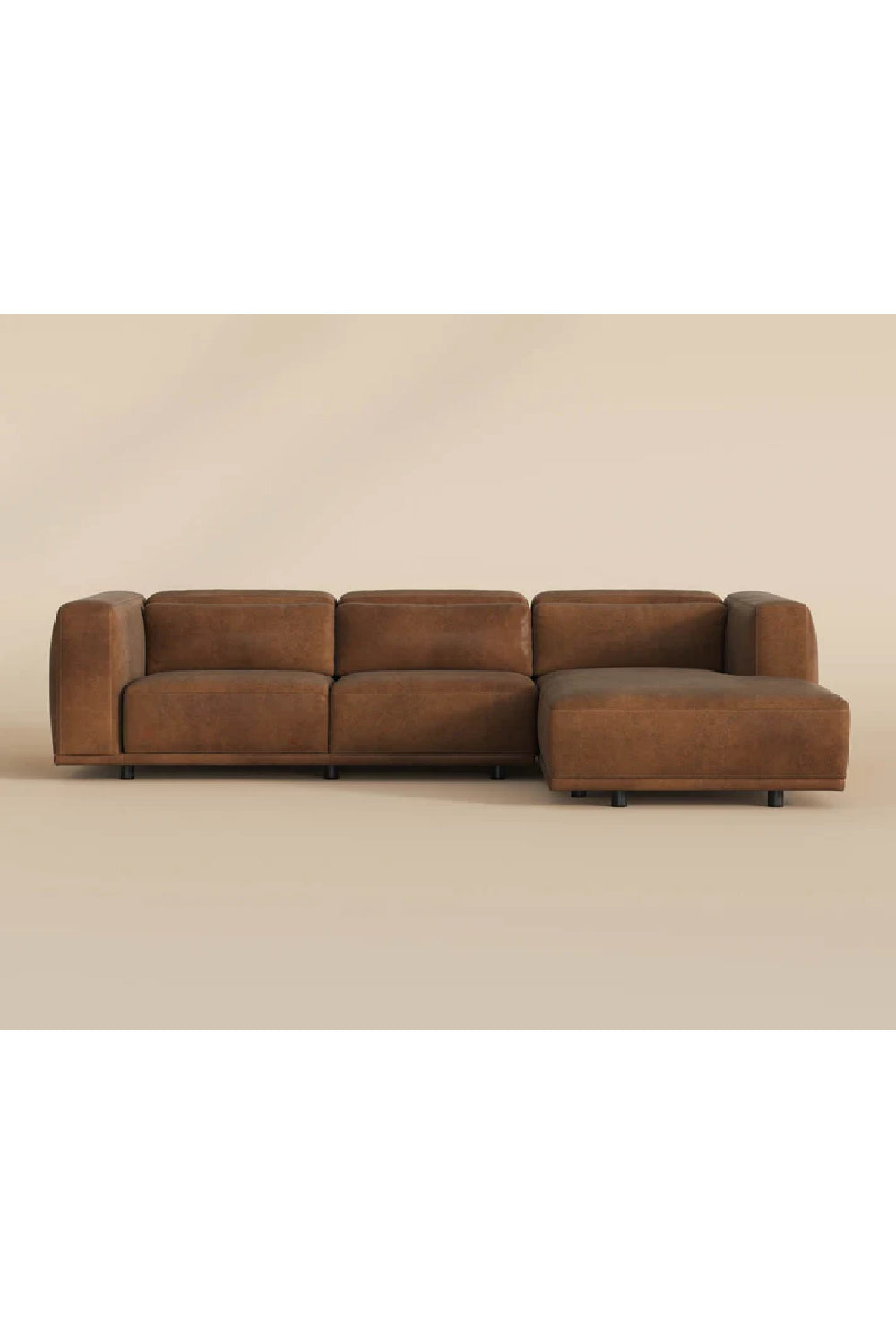 Modern European furniture - Brown Leather Chaise Sofa - www.oroa.com