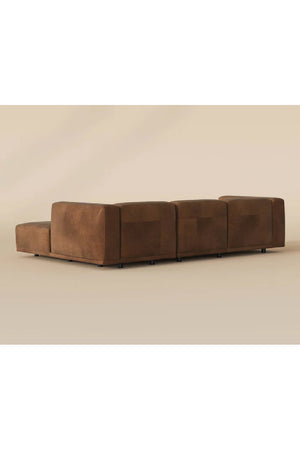Modern European furniture - Brown Leather Chaise Sofa - www.oroa.com