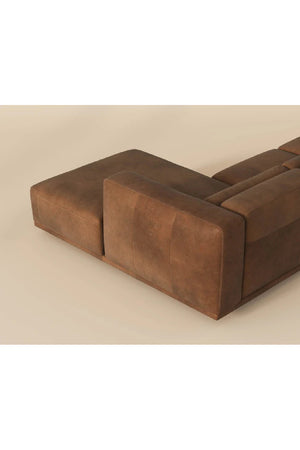 Modern European furniture - Brown Leather Chaise Sofa - www.oroa.com