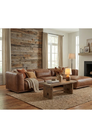 Modern European furniture - Brown Leather Chaise Sofa - www.oroa.com