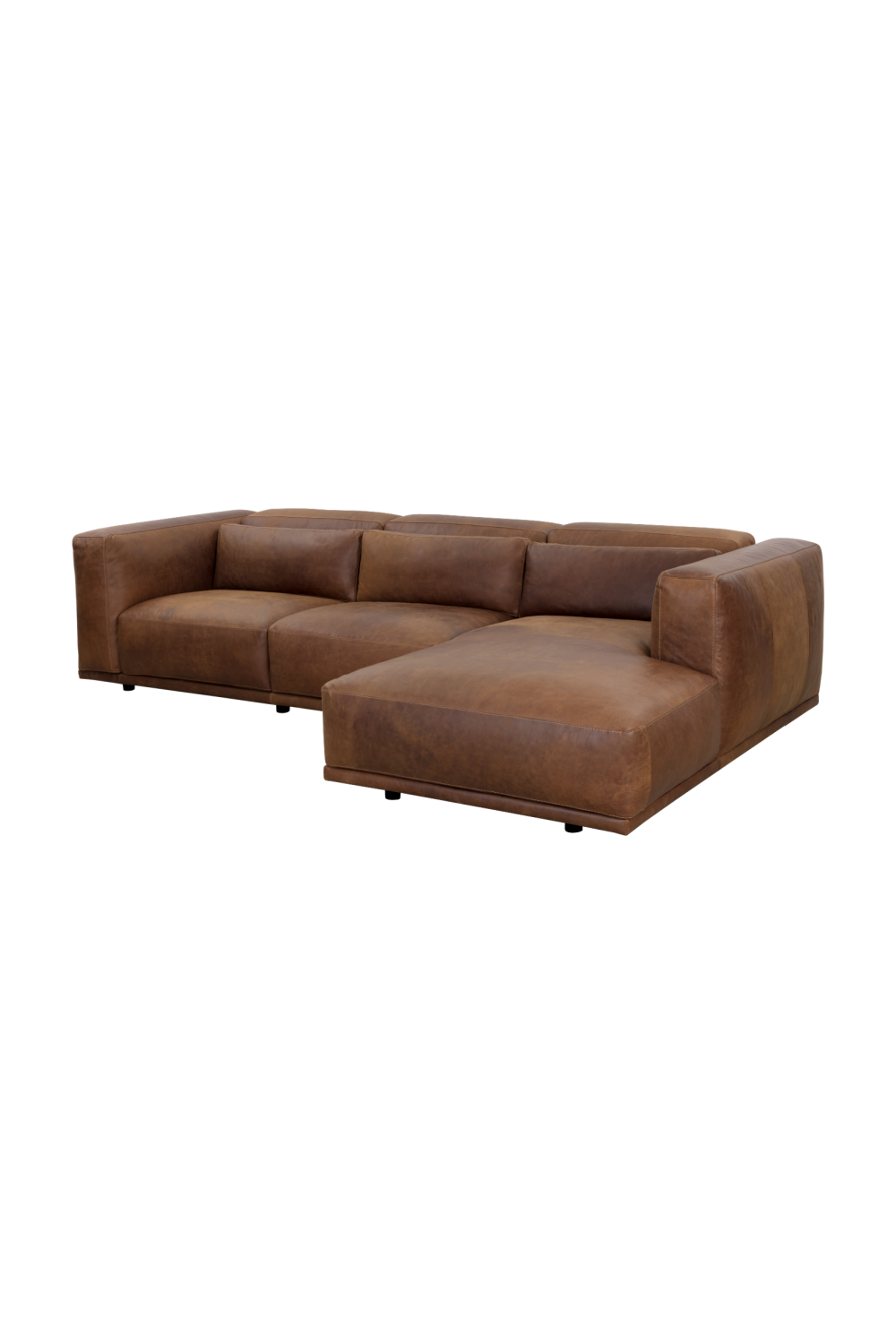 Modern European furniture - Brown Leather Chaise Sofa - www.oroa.com