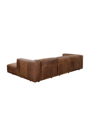 Modern European furniture - Brown Leather Chaise Sofa - www.oroa.com