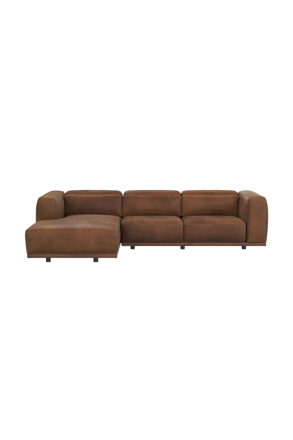 Modern European furniture - Brown Leather Chaise Sofa - www.oroa.com