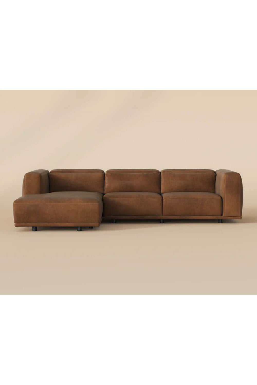 Modern European furniture - Brown Leather Chaise Sofa - www.oroa.com